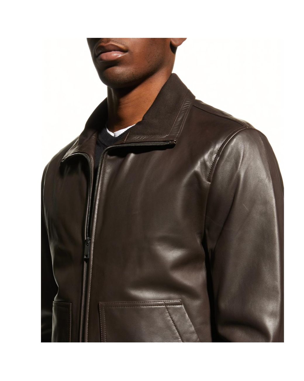 Theory Landan Supreme Lamb Leather Jacket in Black for Men | Lyst