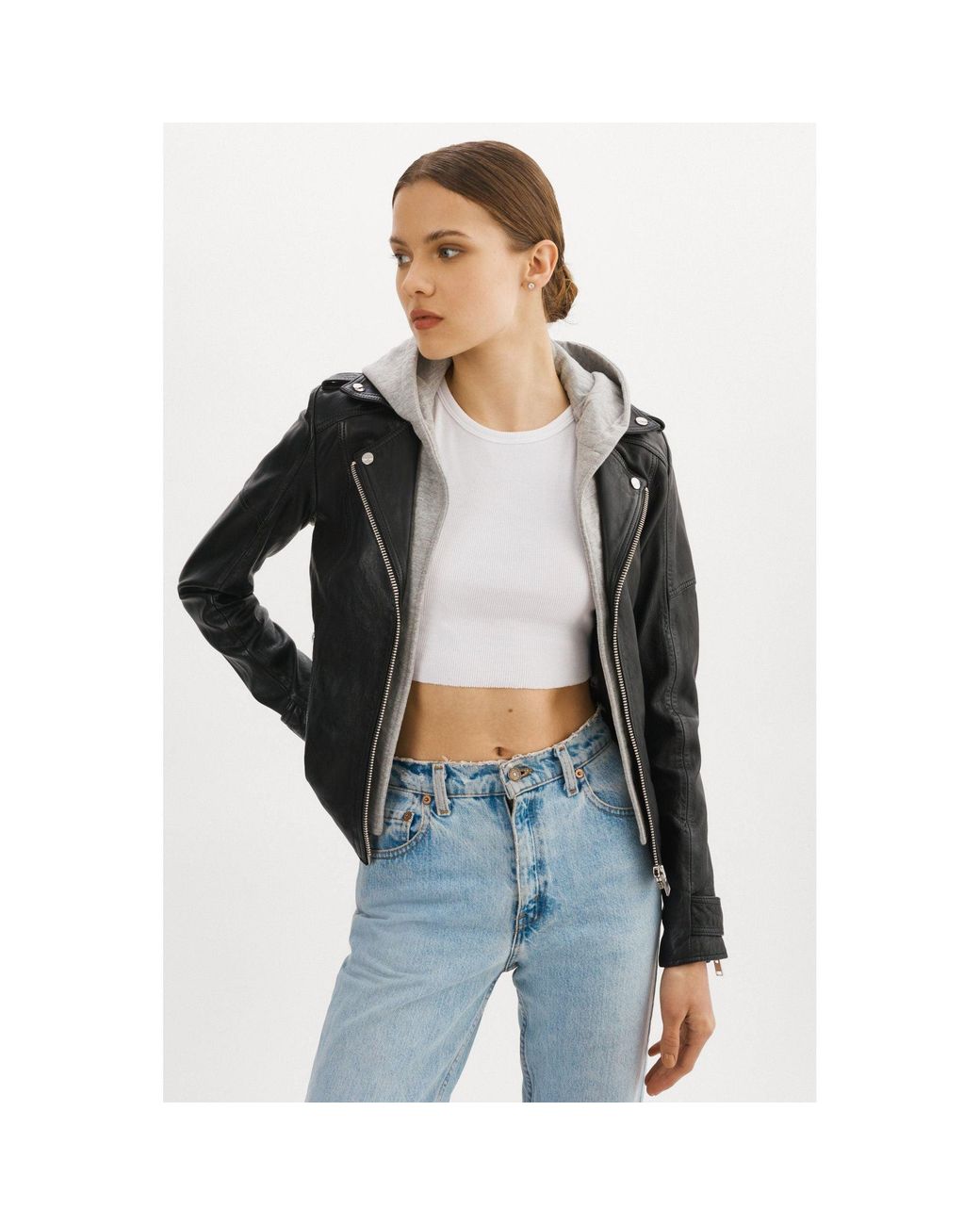 Lamarque Black Anna Leather Biker Jacket