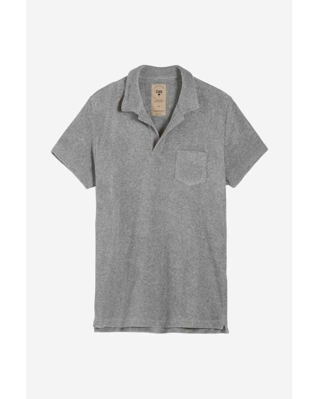 Oas Gray Solid Terry Polo for men