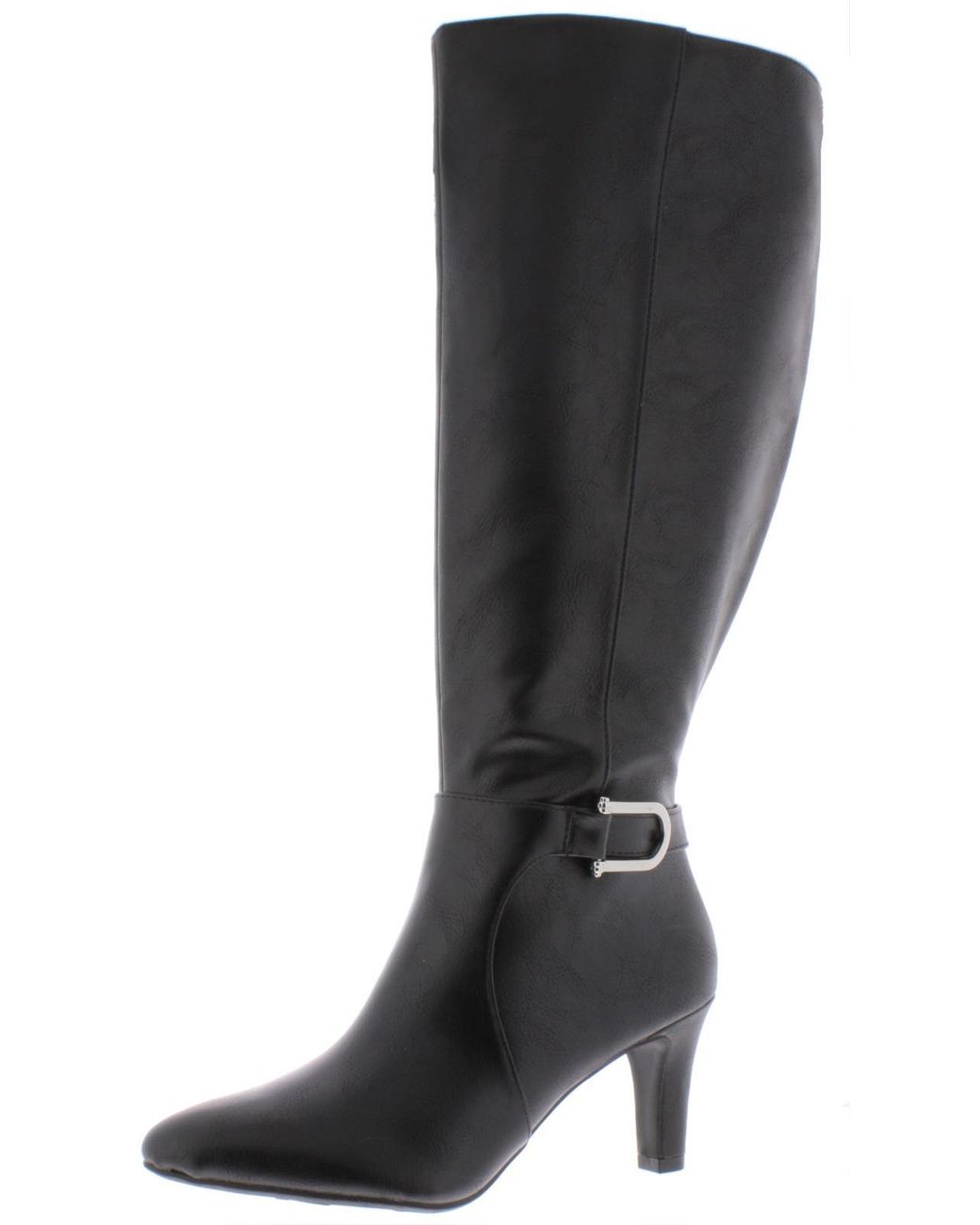 LifeStride Galina Faux Leather Wide Calf Knee-high Boots in Black | Lyst