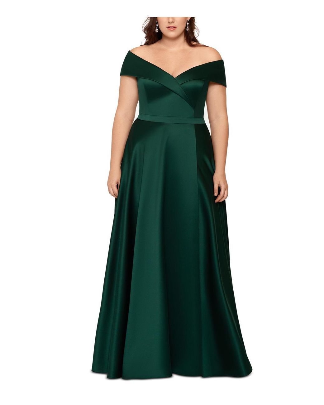 Xscape Plus Offtheshoulder Satin Evening Dress in Green Lyst