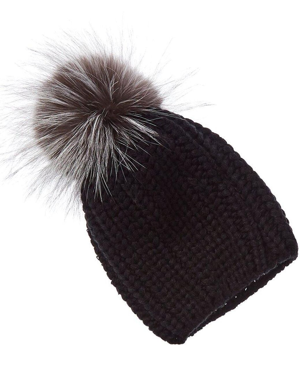 Adrienne Landau Synthetic Knit Pom Hat 