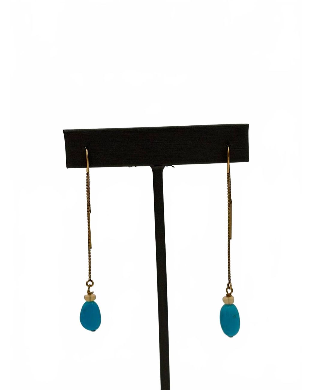 Blue Copper Black Opal Threaders Earrings