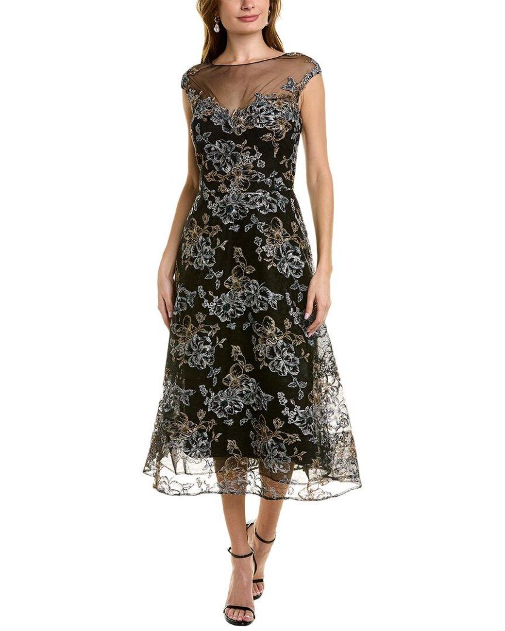 Teri Jon Metallic Jacquard Midi Dress in Black Lyst