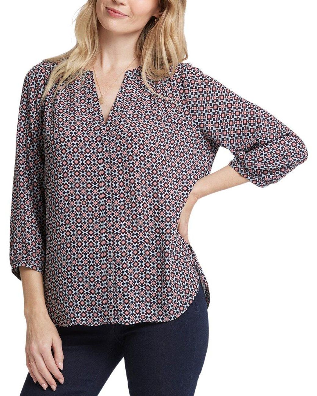 NYDJ Purple Pintuck Blouse