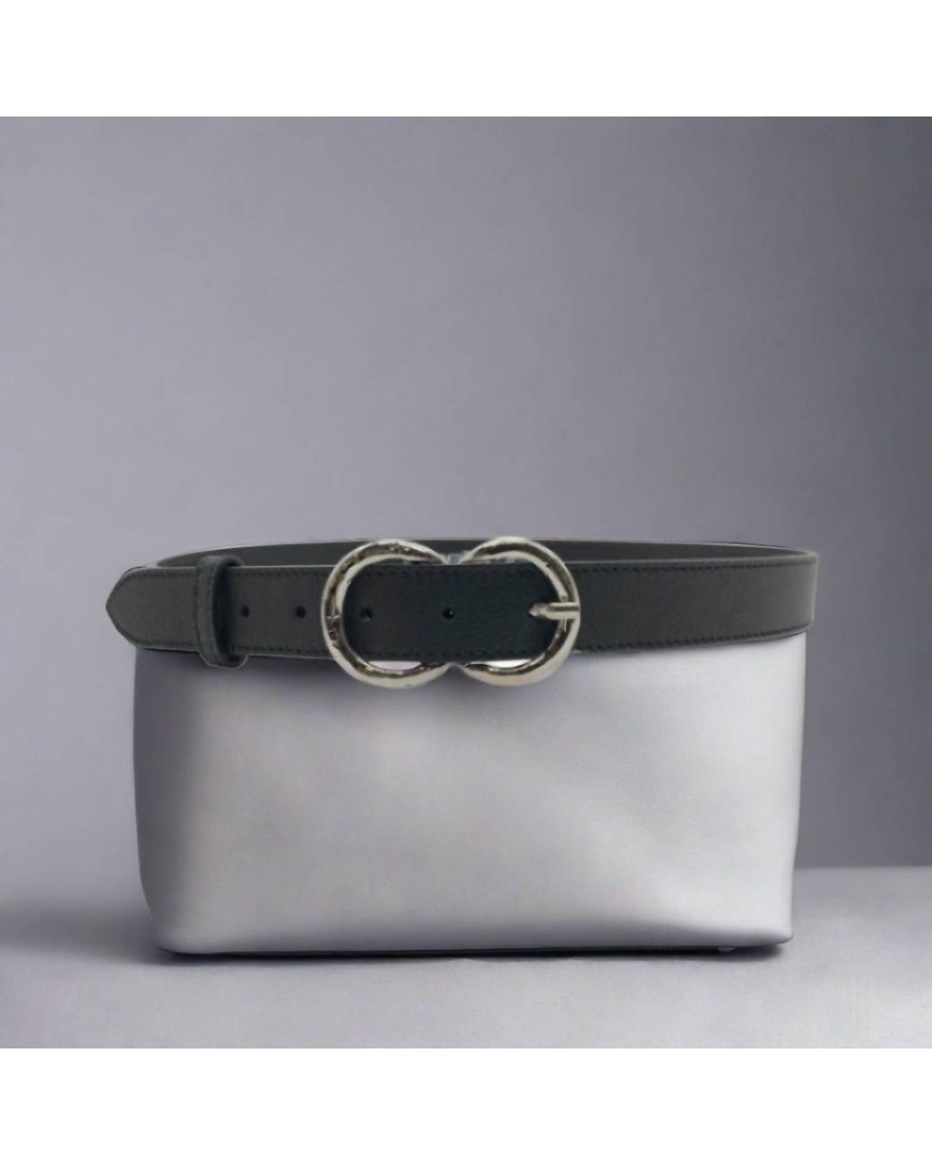 Berge' Gray Double Ring Buckle Belt