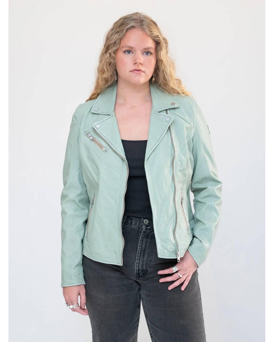 Mauritius Green Sofia Leather Jacket