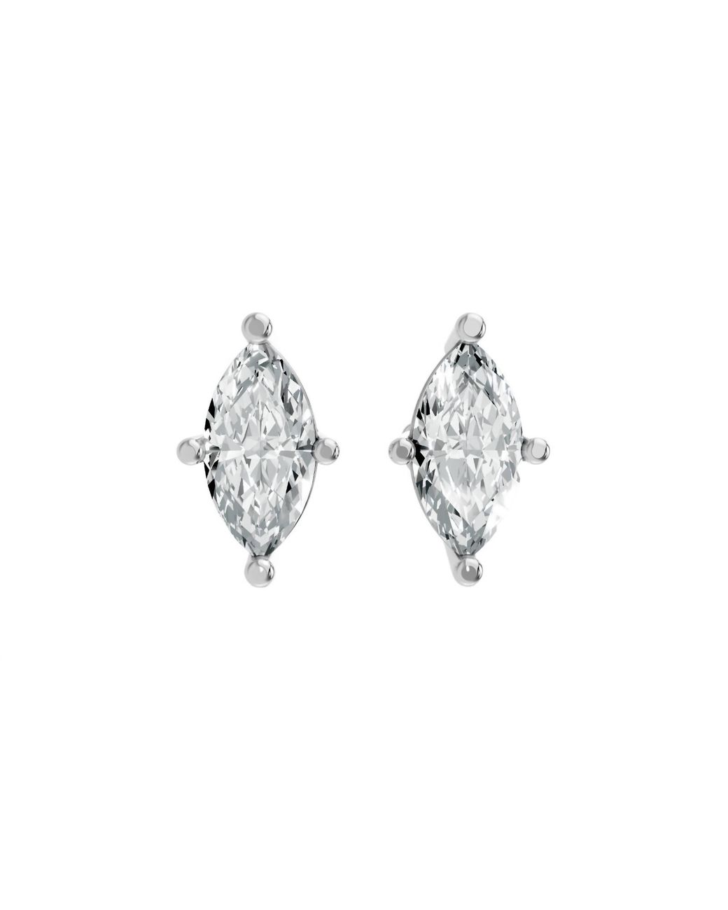 AAMIAA Black Marquise Shape 4 Prong Push Back Studs