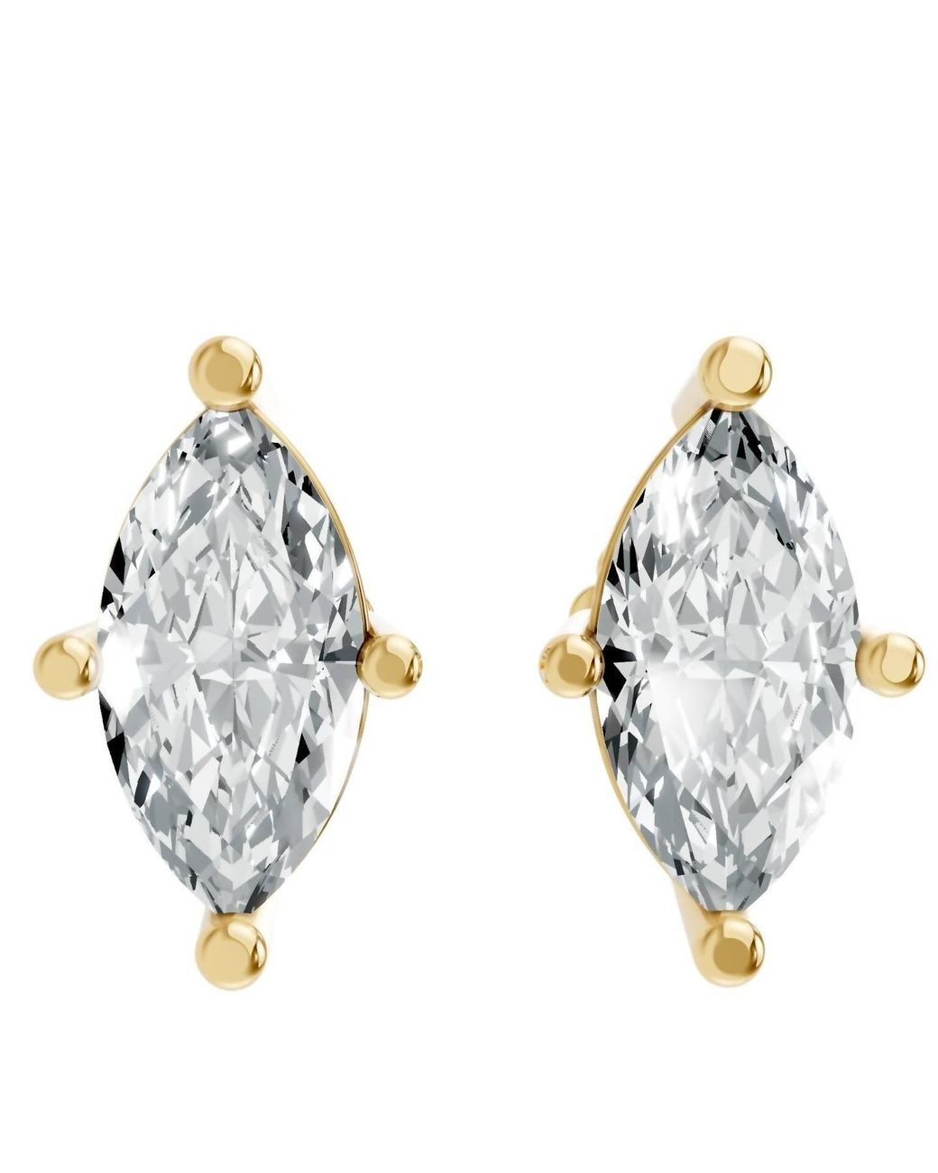 AAMIAA Blue Marquise Shape 4 Prong Push Back Studs