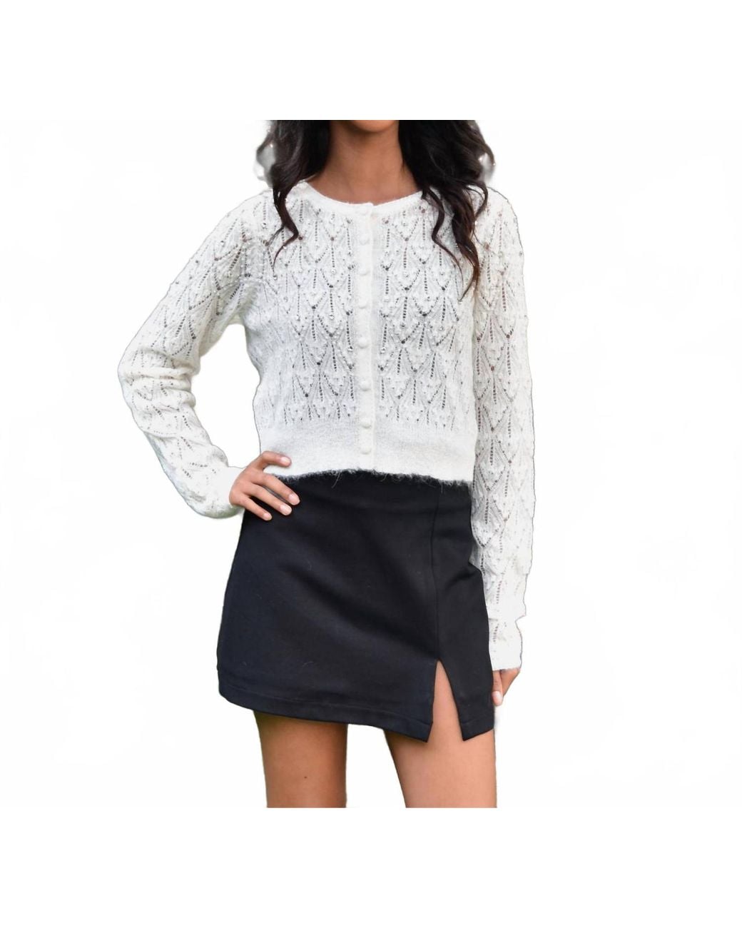 8apart White Junior Matty Side Slit Mini Skort