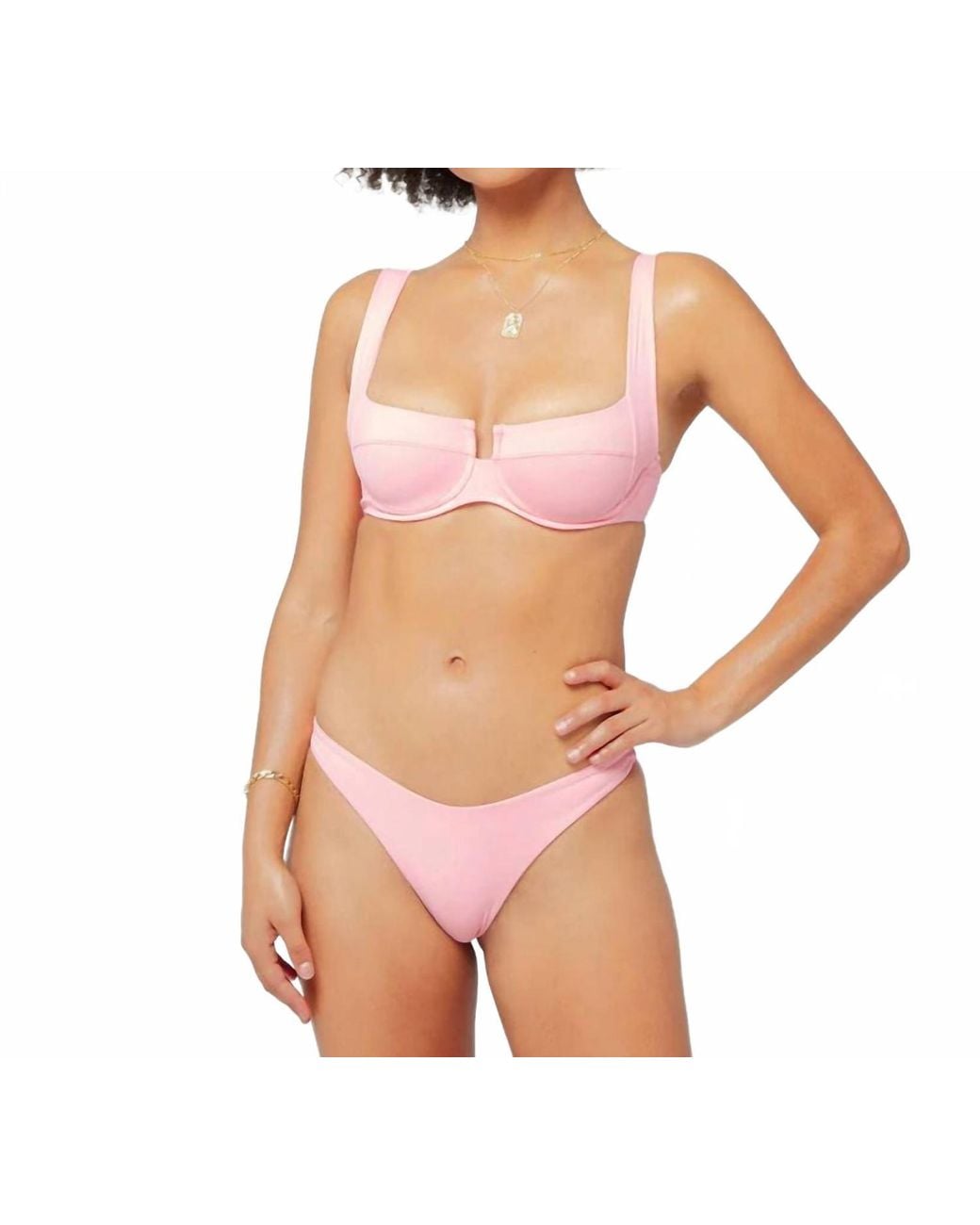 LSPACE Pink Cabana Bitsy Bikini Bottom