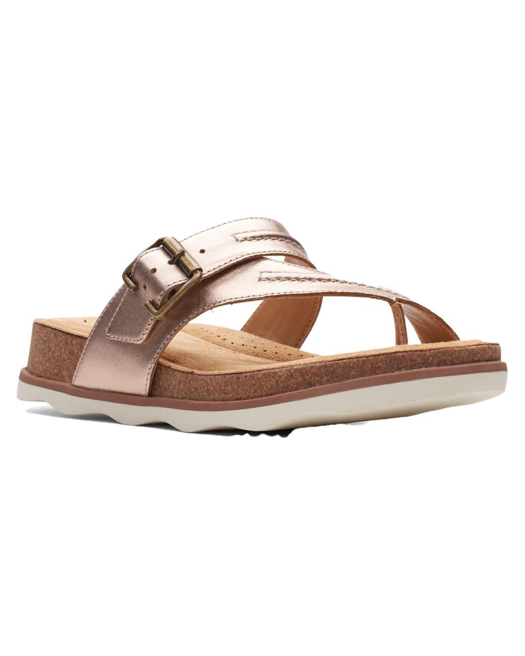Clarks Brynn Madi Leather Strappy Slide Sandals in Brown | Lyst