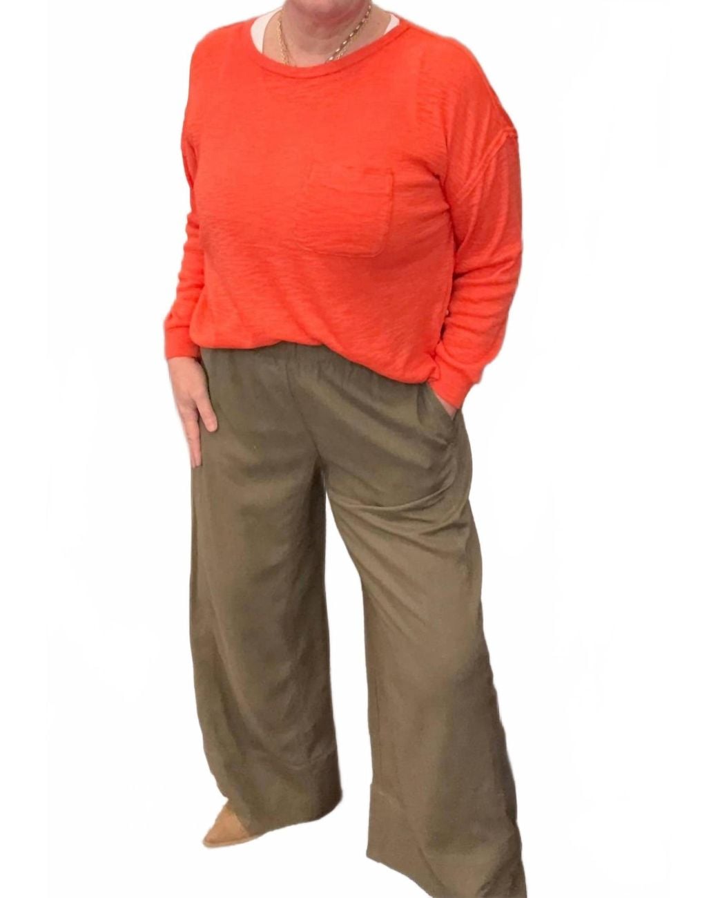 Dex Red Ease Linen Blend Pants