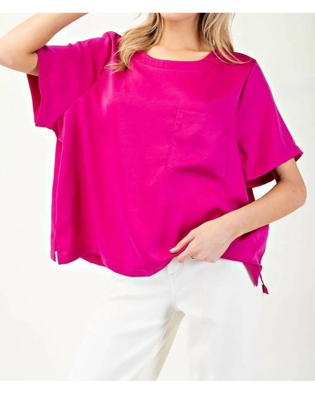 Eesome Pink Satin Luxe Top