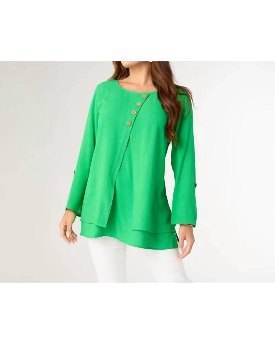 Coco + Carmen Green Glenn Split Front Tunic With Buttons