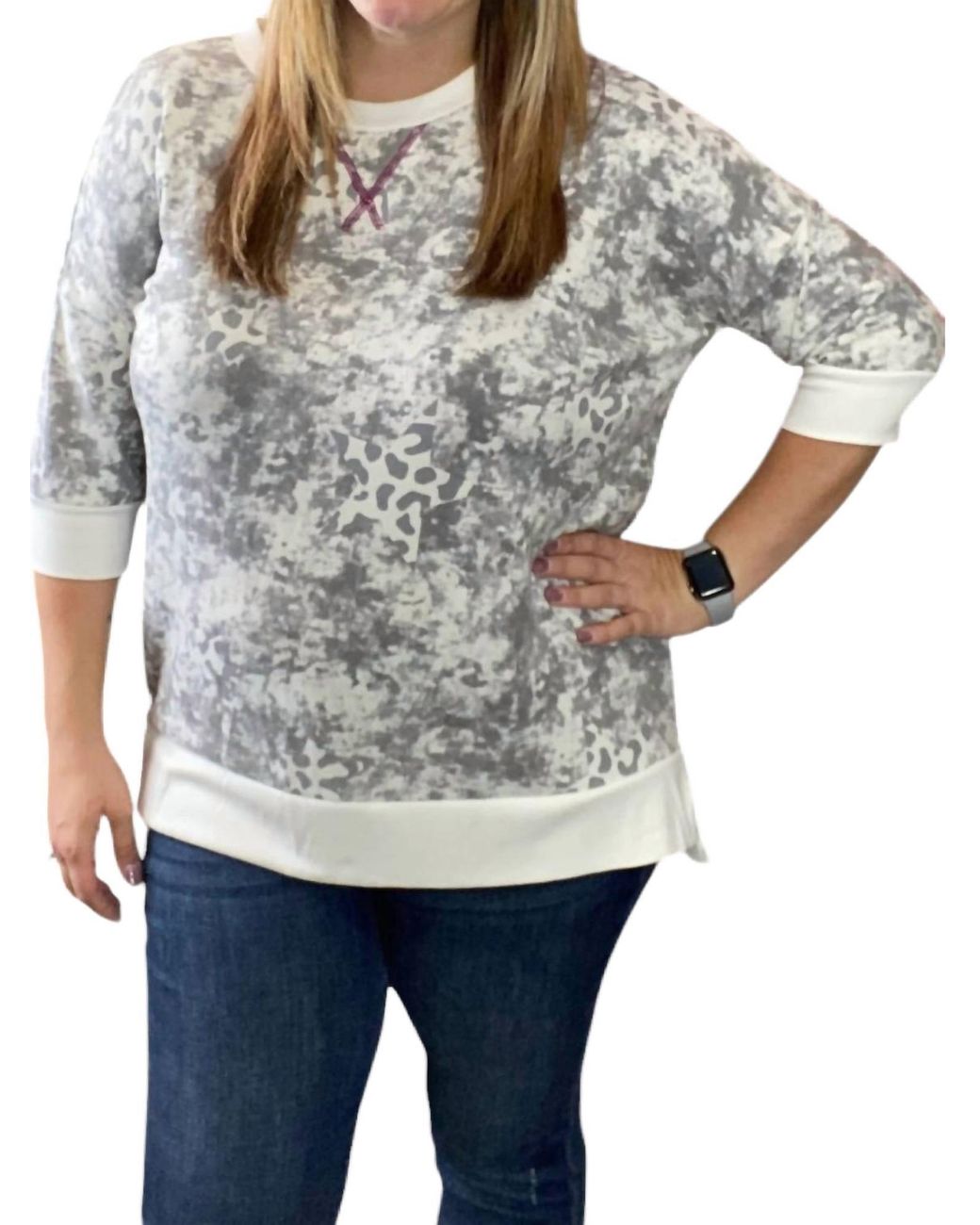 Honeyme Leopard Weekender Top in Gray | Lyst