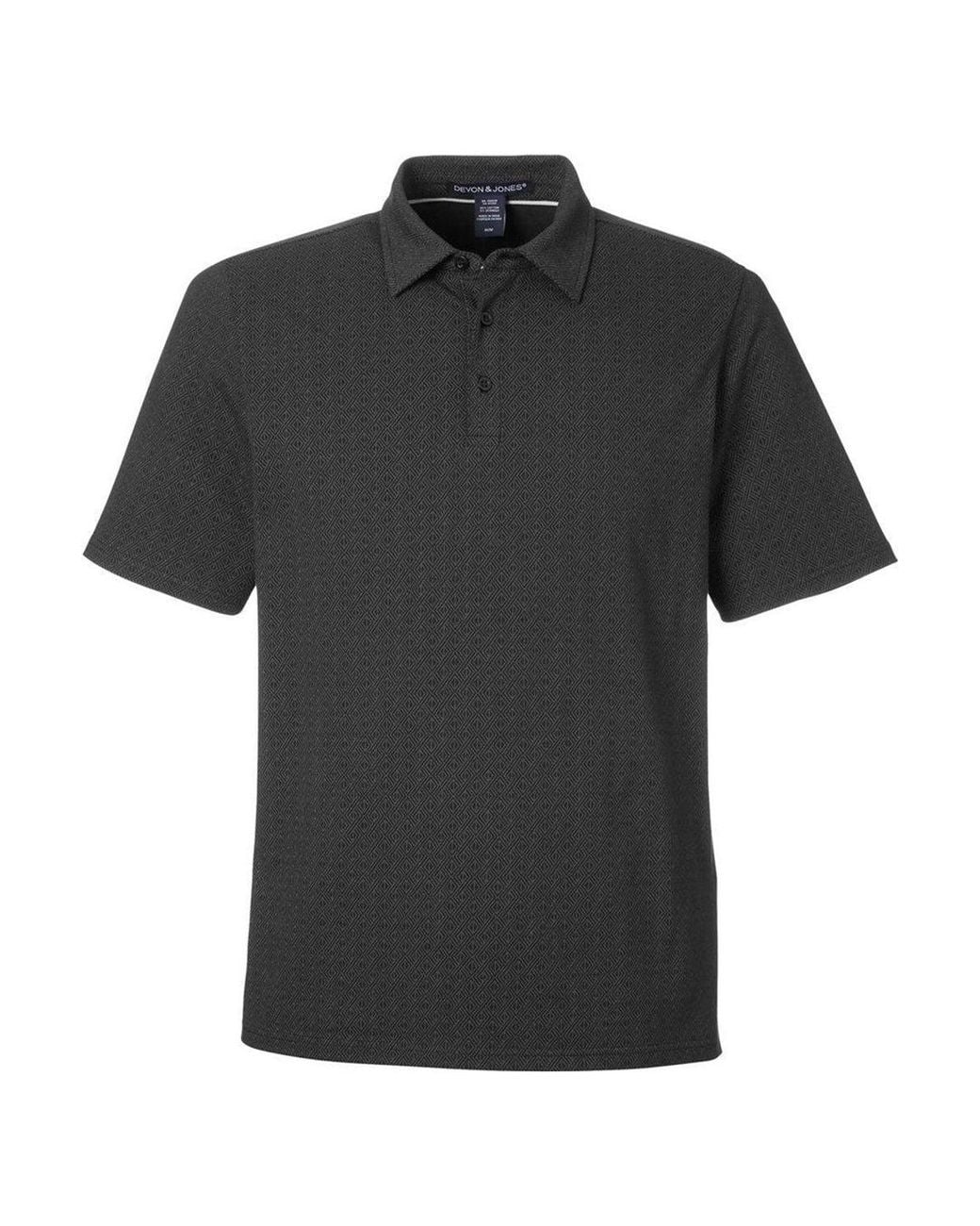 Devon & Jones Black Crownlux Performance Geo Polo for men