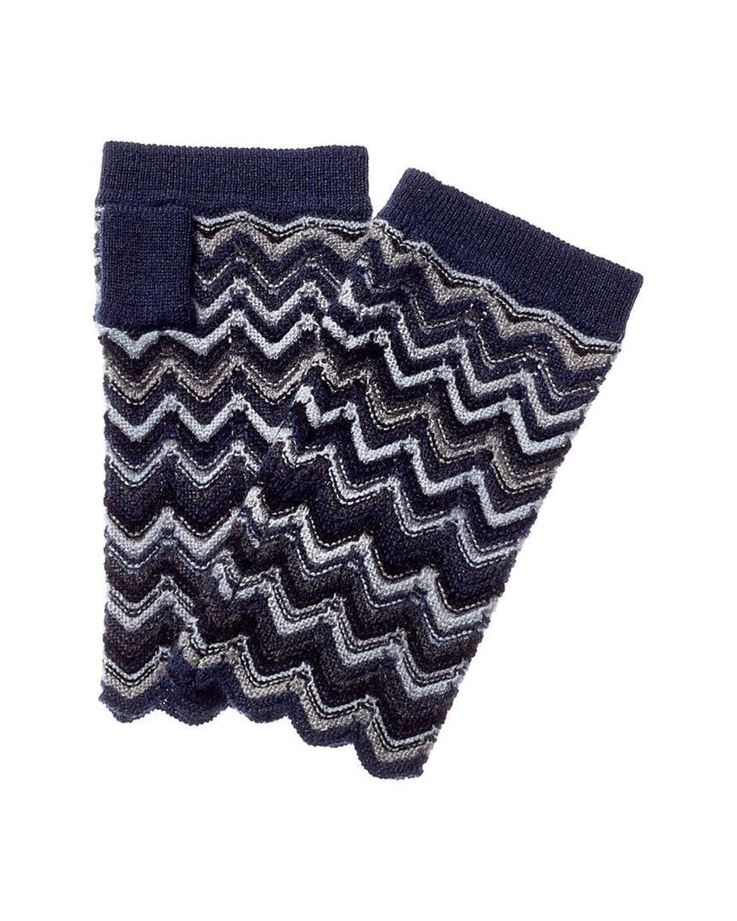 Forte Blue Zigzag Cashmere Texting Gloves