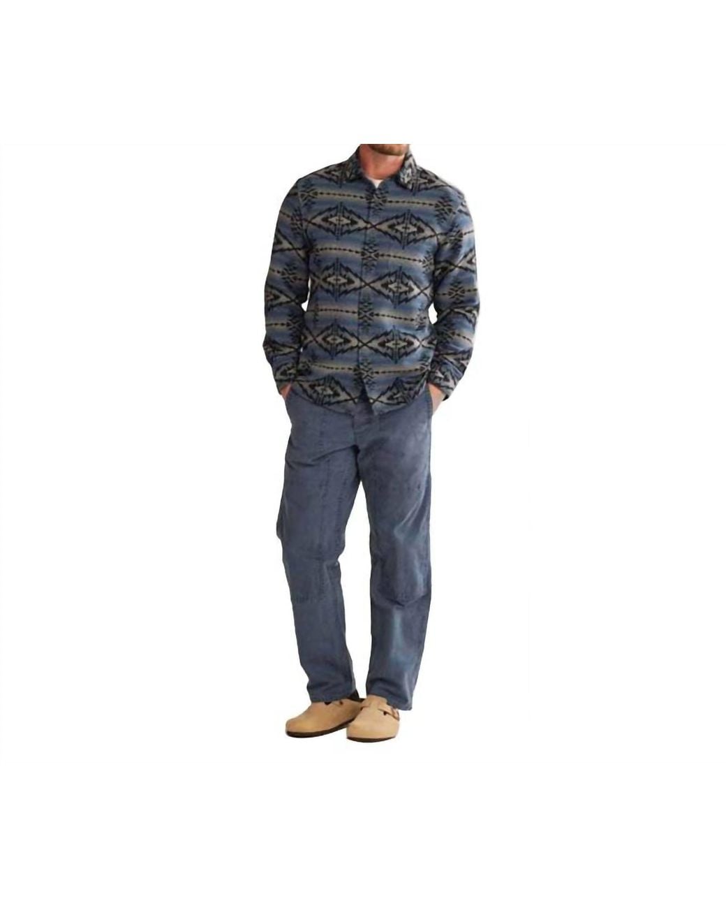 Pendleton Blue Marshall Chamouis Long Sleeve Shirt for men