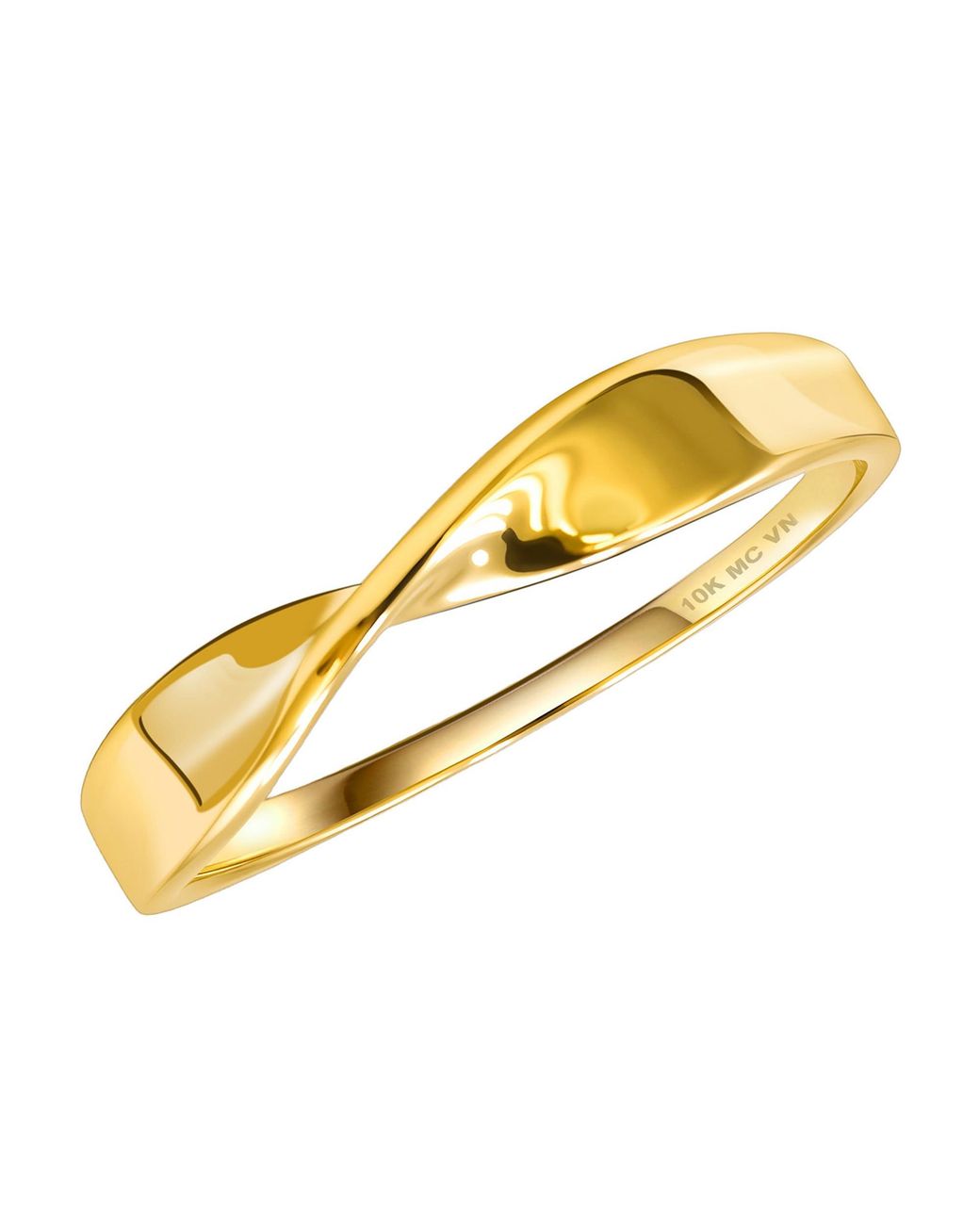 MAX + STONE Metallic Solid 10K Stackable Twisted Ring