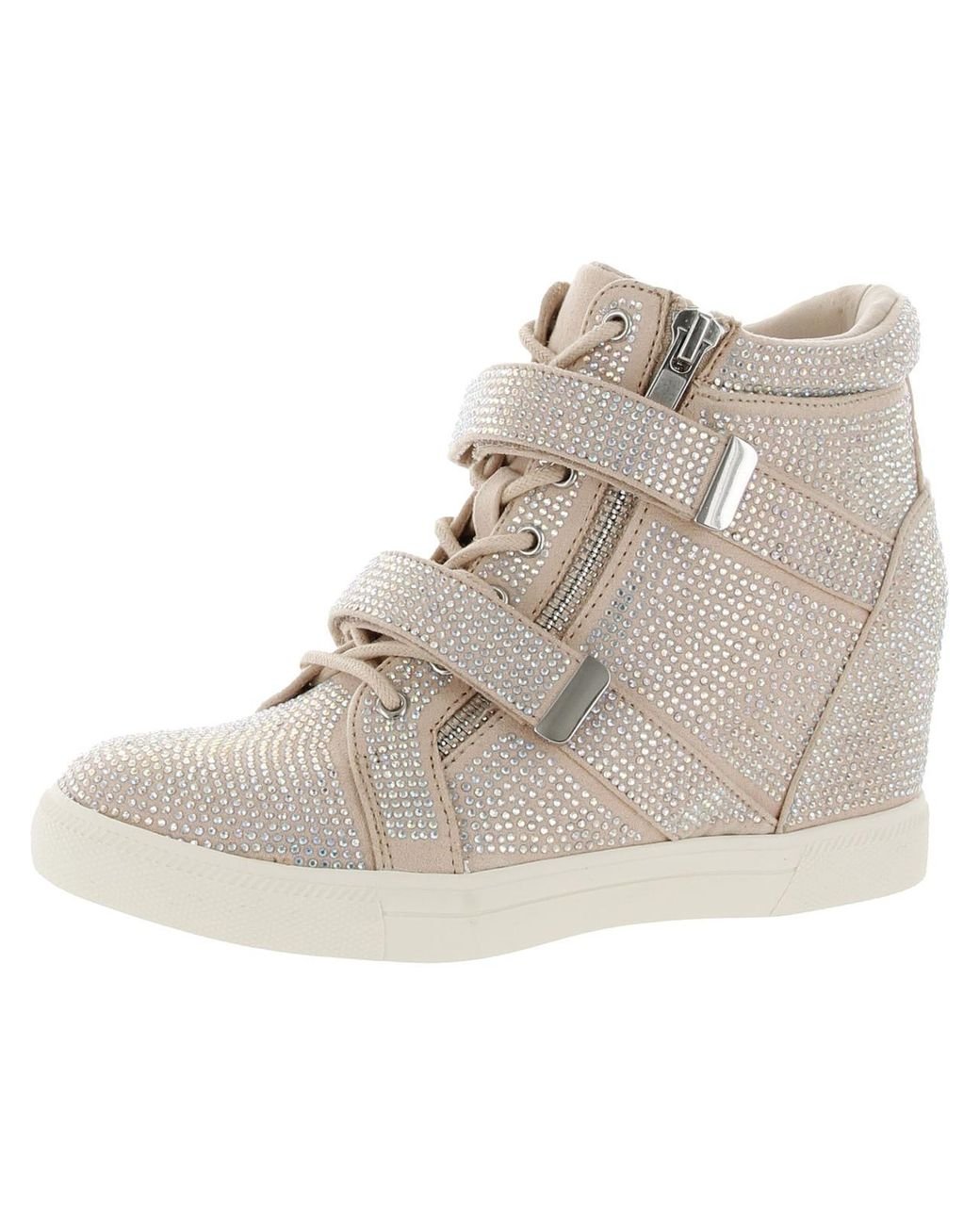 Faux suede wedge heel sneakers store