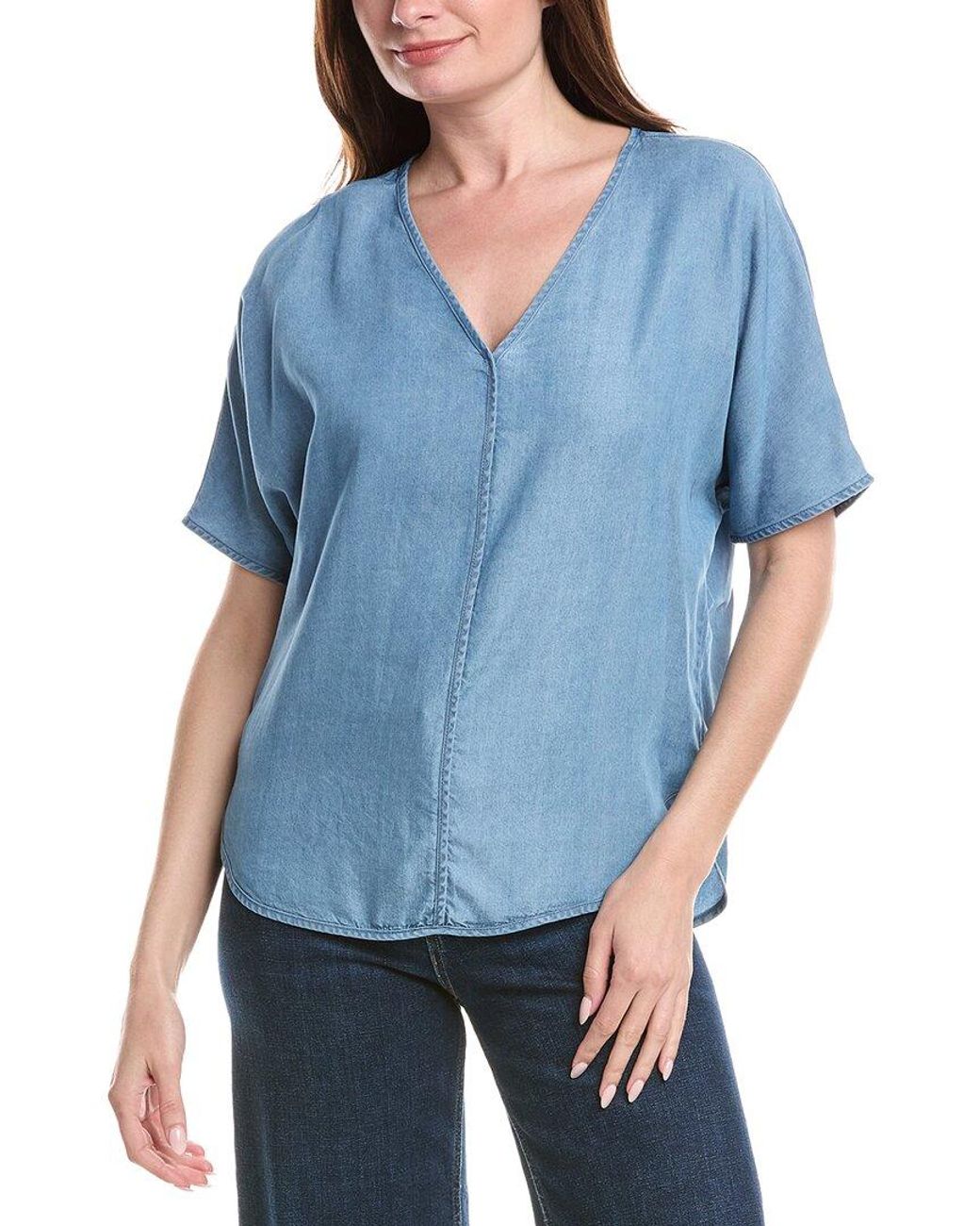 DKNY Blue V-Neck Top