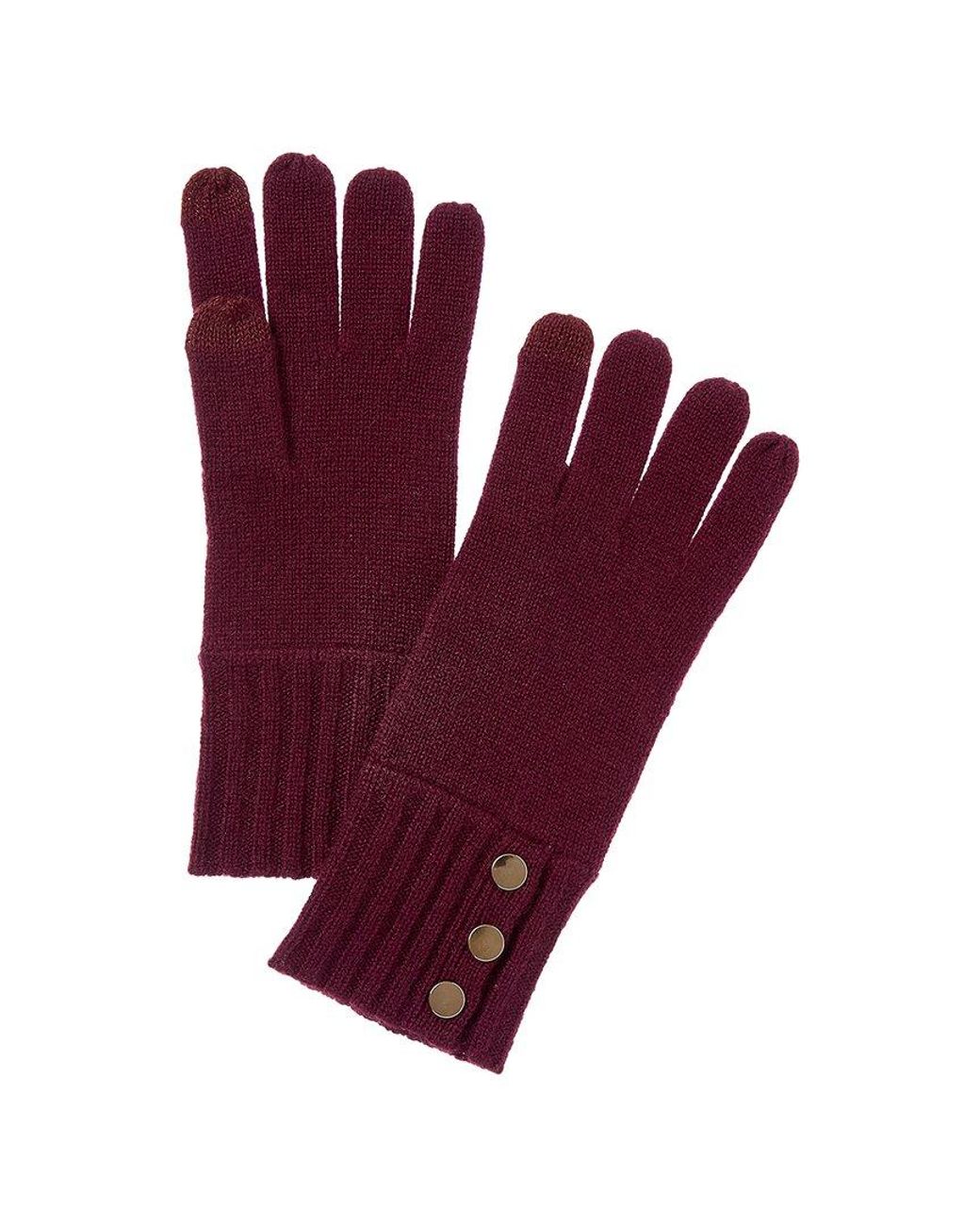Bruno Magli Red Button Cuff Cashmere Gloves
