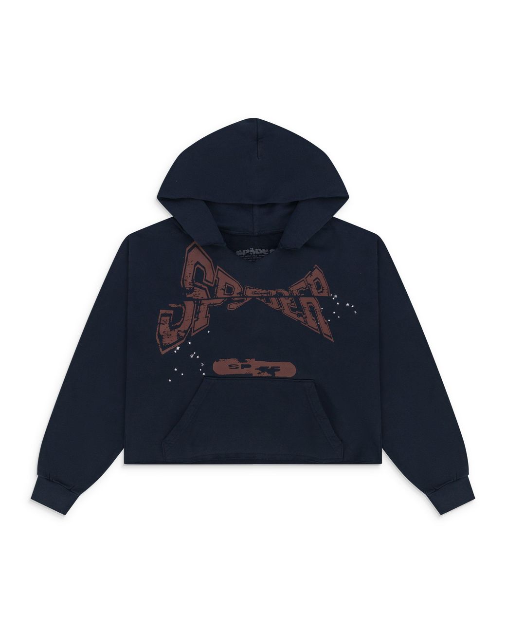Sp5der Blue Cropped Hoodie for men