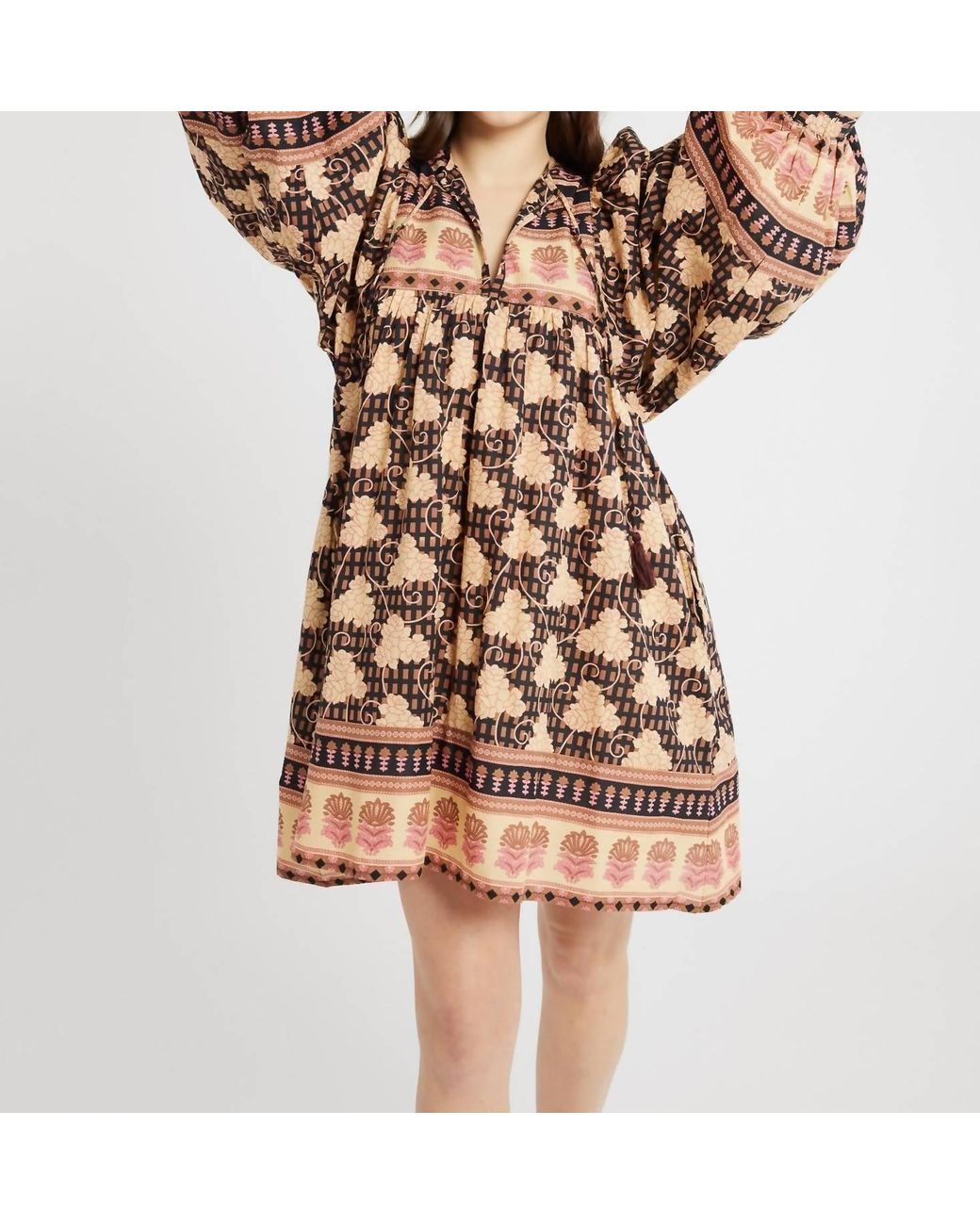 MILLE Daisy Dress In Nouveau Trellis in Brown Lyst