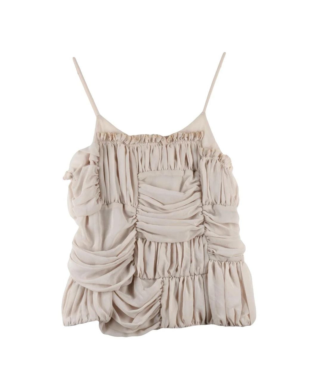 Comme des Garçons Natural Patchwork Fluid Spaghetti Strap Polyester Tank Top