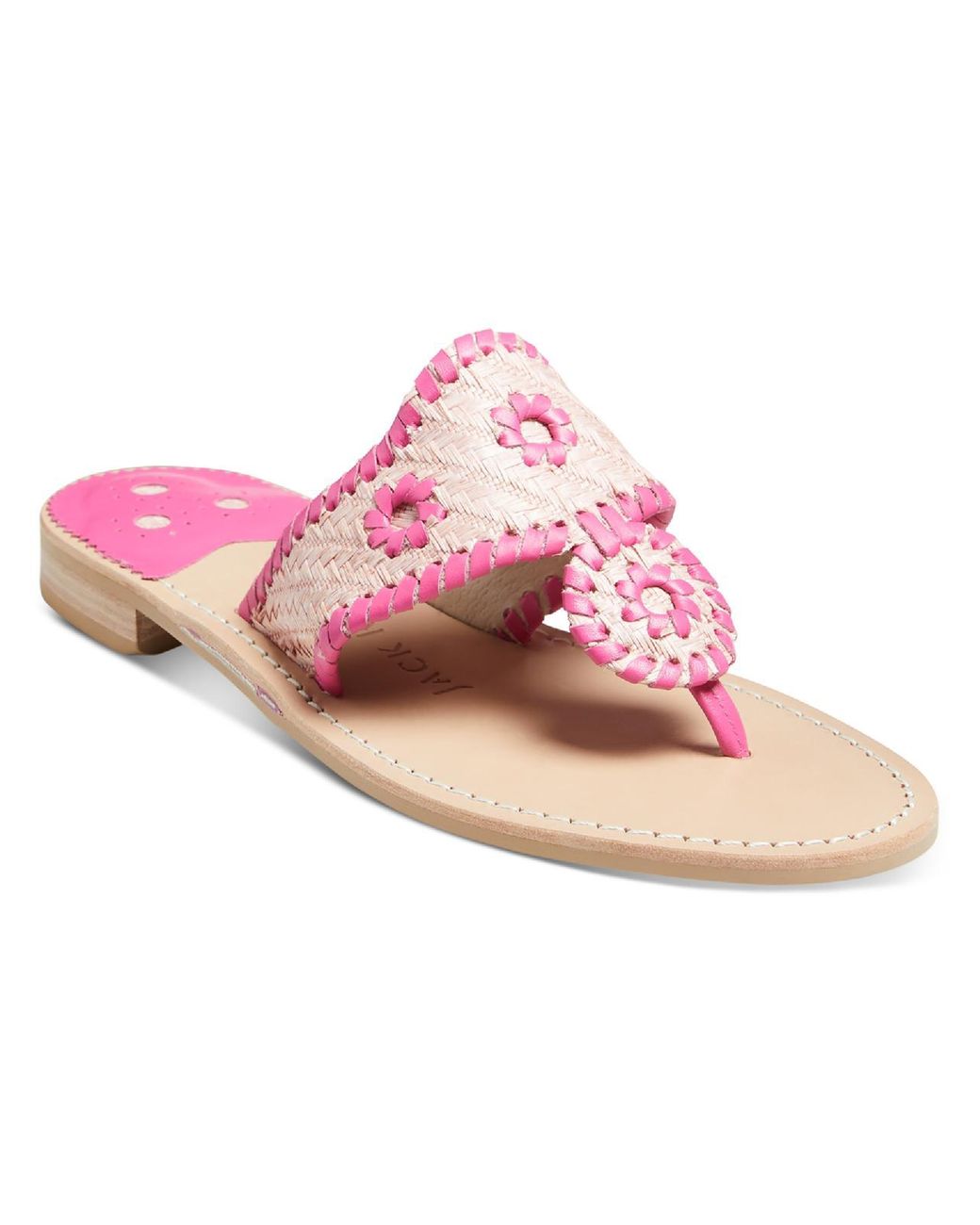 Jack Rogers Jacks Flat Sandal Leather Thong Flat Sandals in Pink Lyst