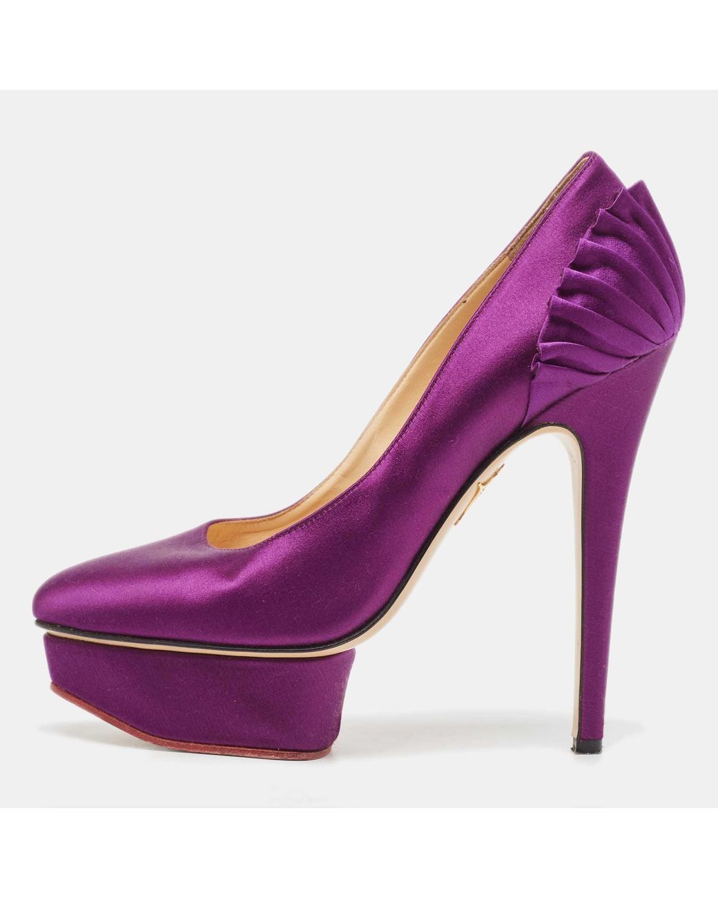 Purple Python Pumps Charlotte Olympia Satin Platform Pumps in Purple | Lyst