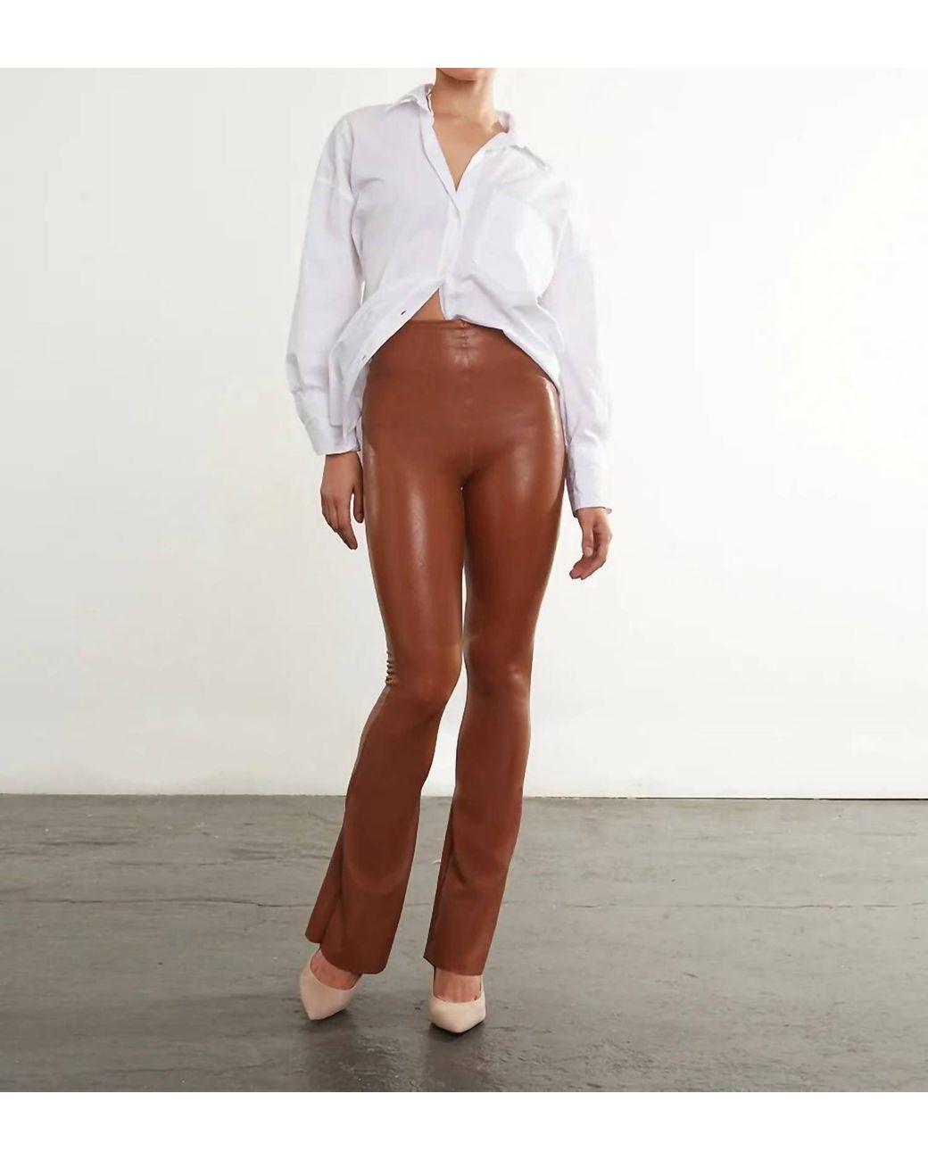 Commando Faux Leather Flared Legging in Brown | Lyst