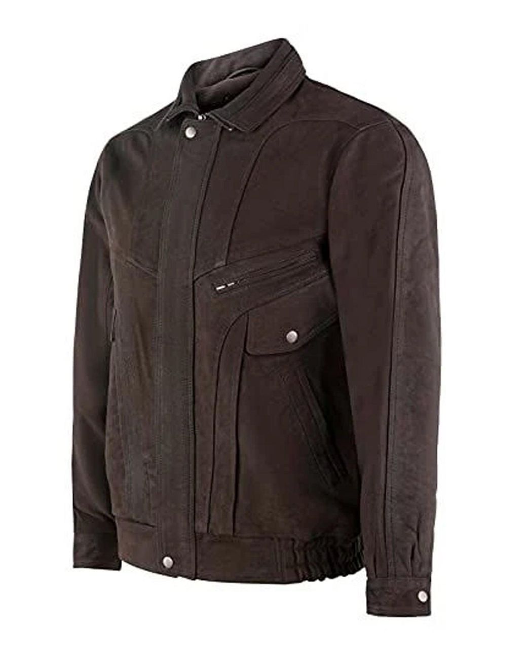 Infinity Leather Brown Nappa Bluson Tailored Bomber Jacket for men