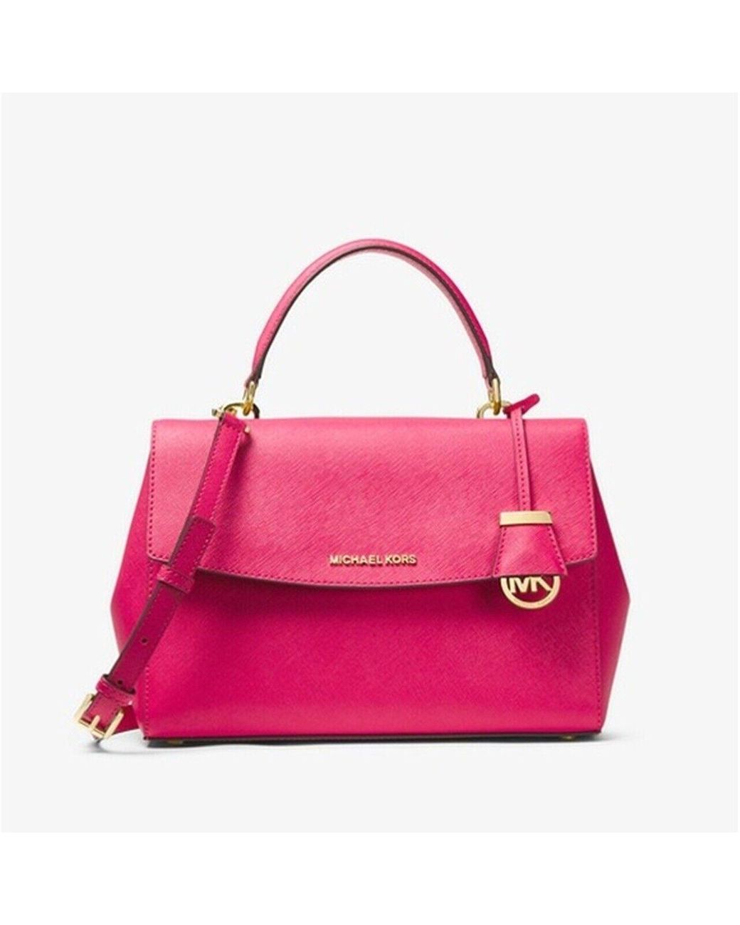 Michael Kors Ava Leather Convertible Satchel Crossbody Bag in Pink