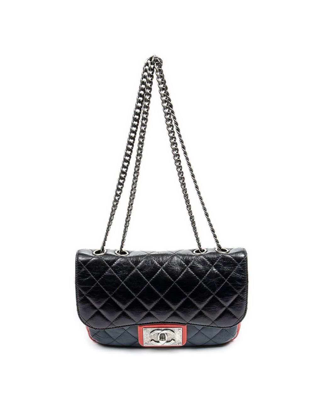 Handbags Chanel Chanel Jumbo Tricolor Classic Double Flap in Blue and Red Lambskin Leather