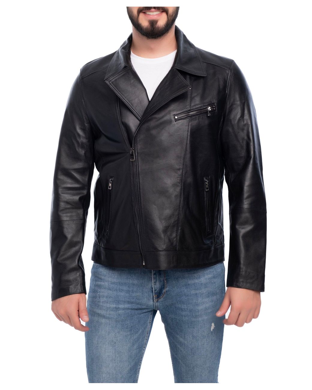 VELLAPAIS Black Winston Leather Jacket for men