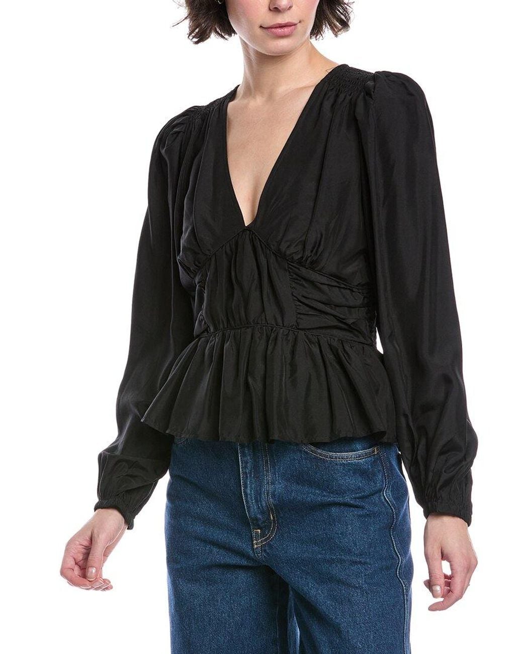 Sea Black Fabiola Silk Top