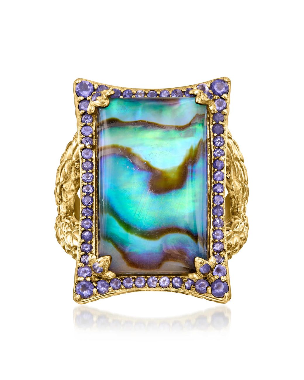 Ross-Simons Blue Abalone Shell Doublet Ring With Iolites