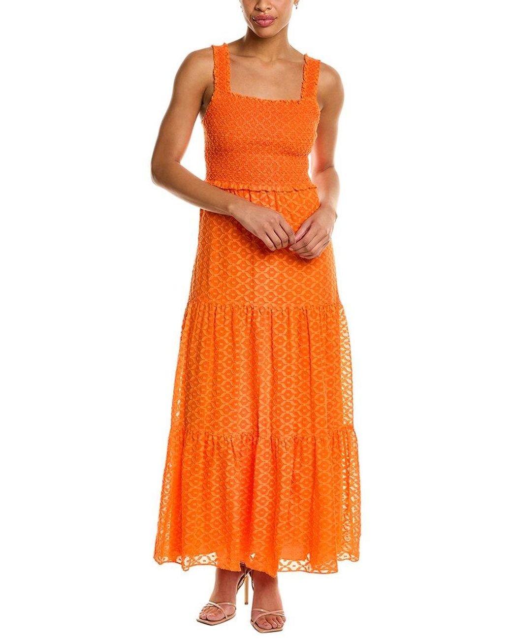 Alice + Olivia Alice + Olivia Neva Silk-blend Maxi Dress in Orange | Lyst