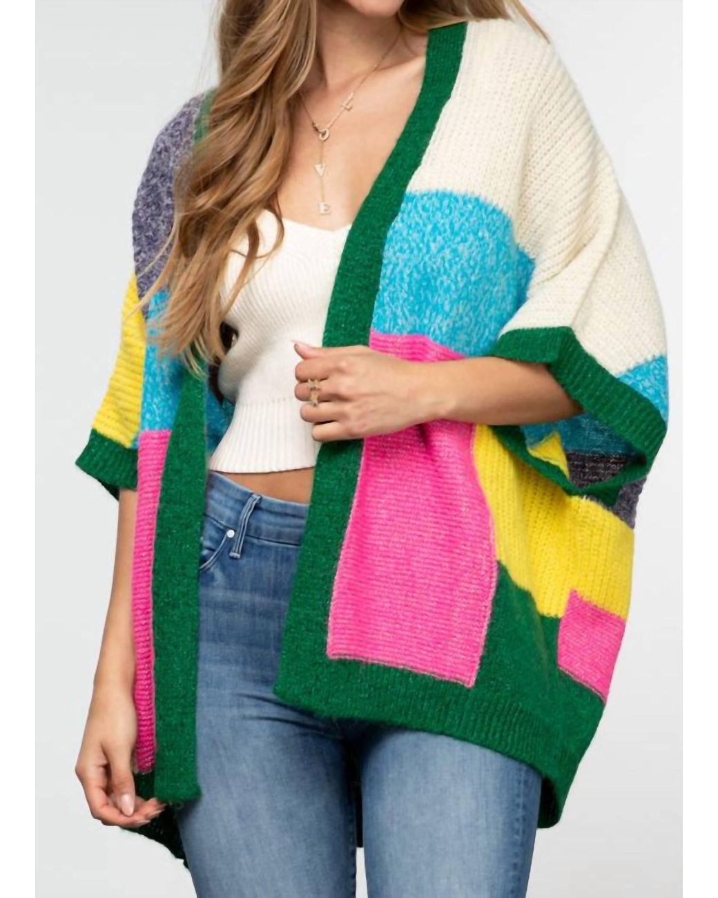 Topshop patchwork cardigan top