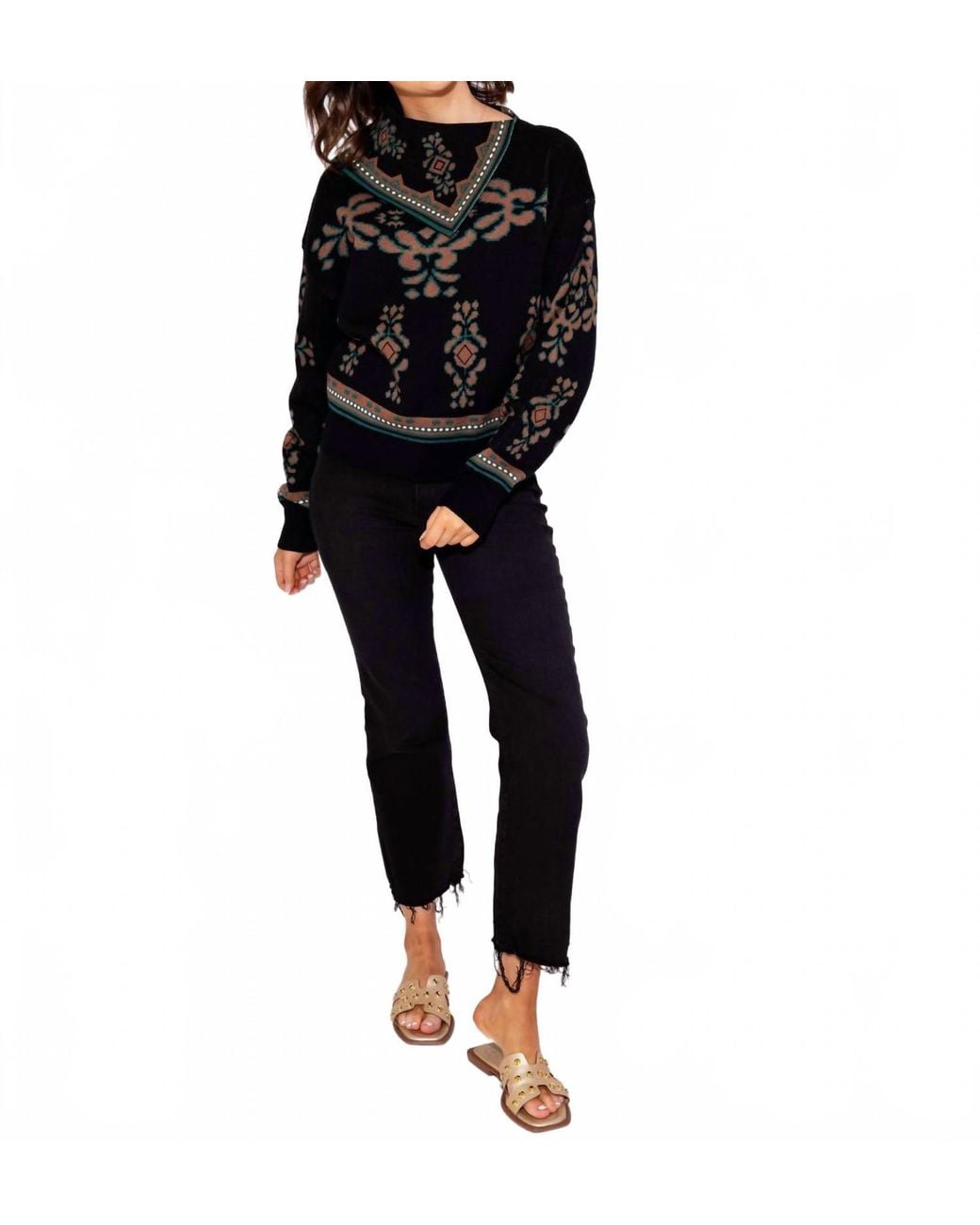 Thml Black Modern Muse Abstract Sweater
