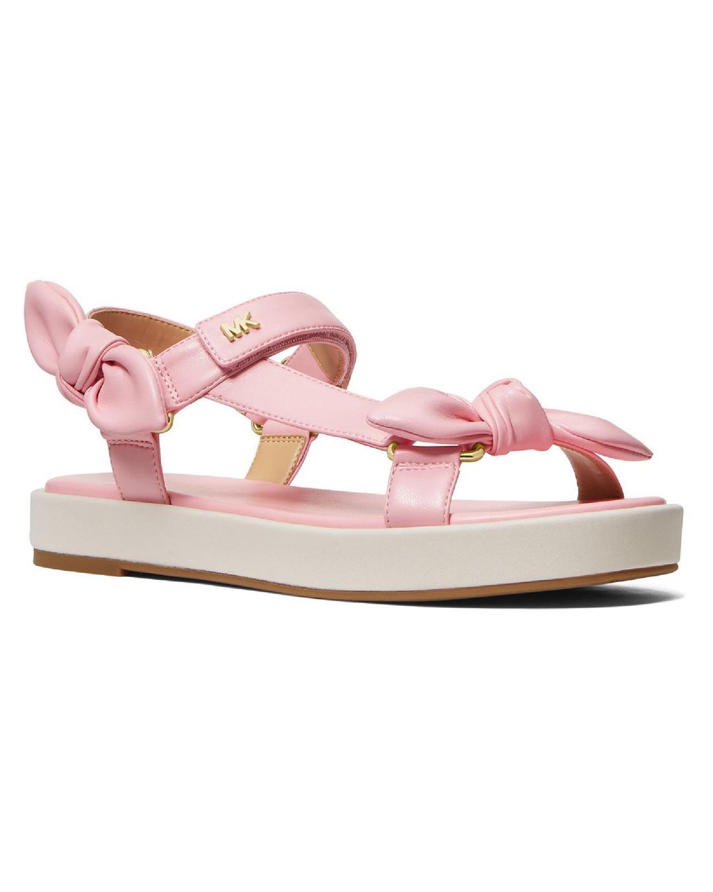 Michael Kors Phoebe Faux Leather Ankle Strap Flats in Pink | Lyst