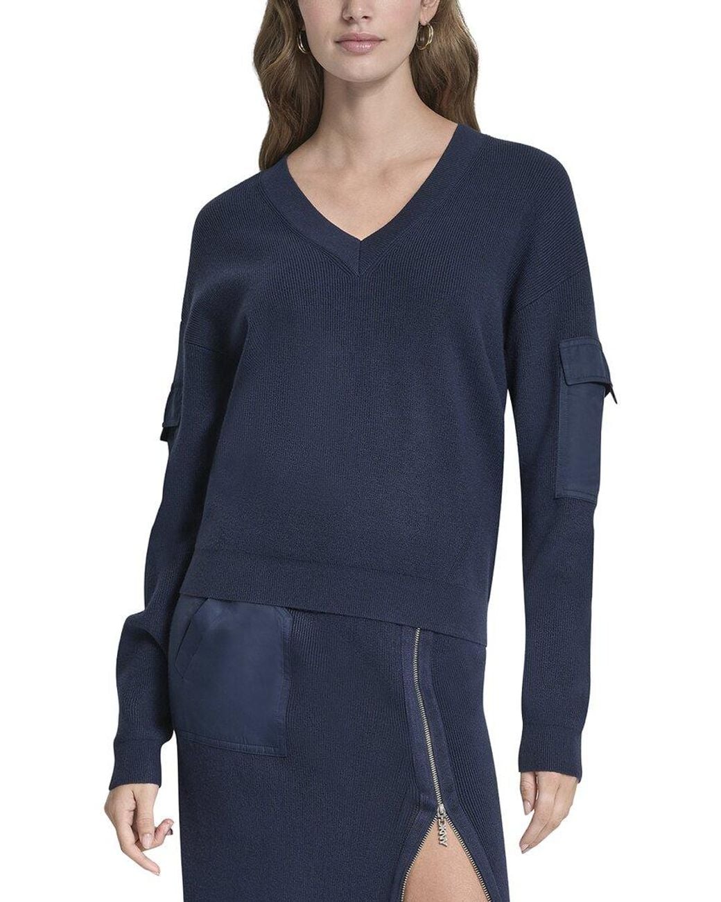 DKNY Blue V-Neck Sweater