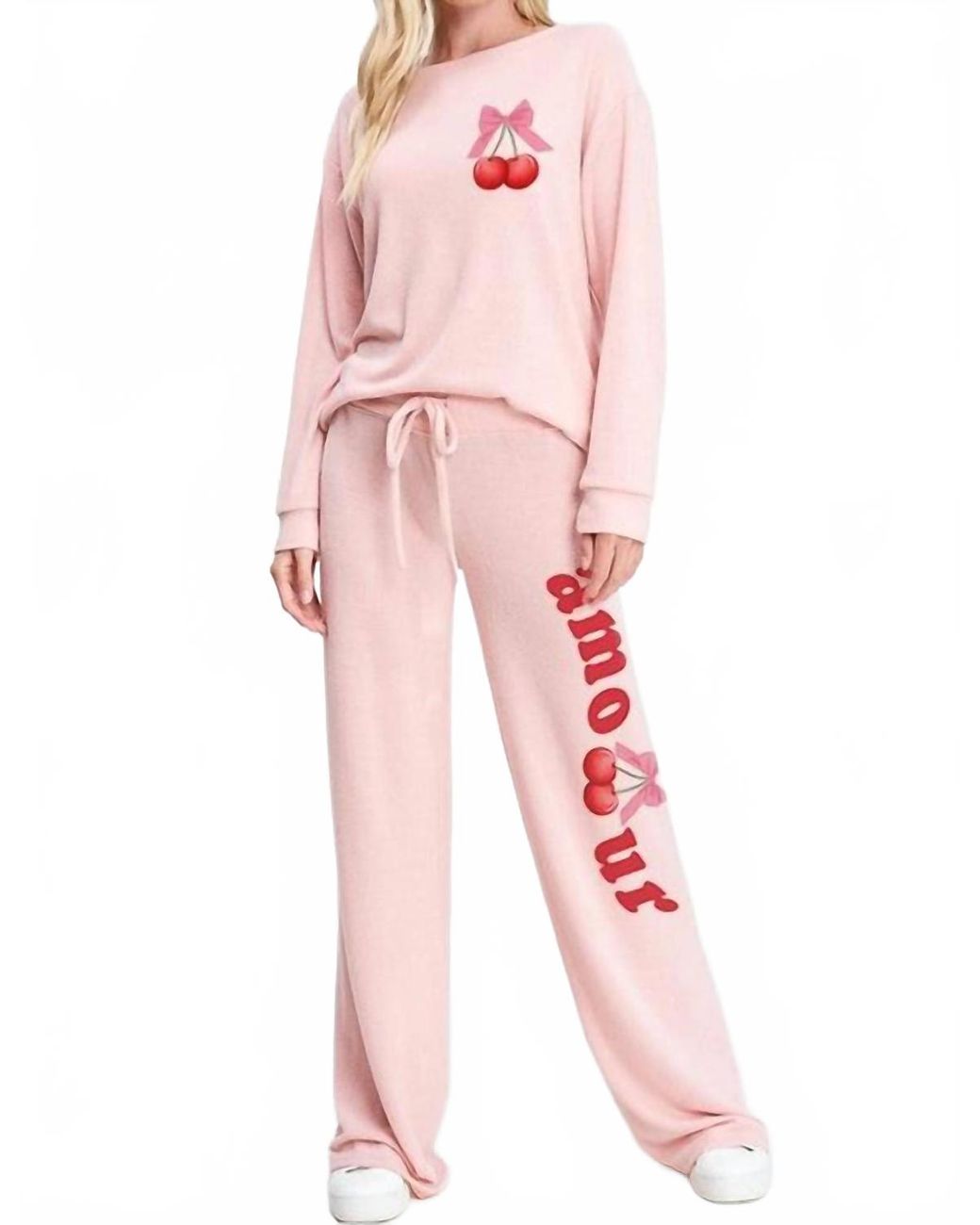 Set Phil Ru Phil Love Amour Cherry Loungewear Set in Pink | Lyst