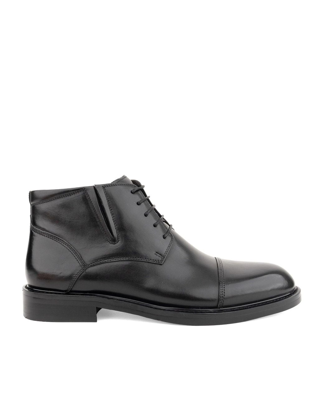 Alberto Gozzi Black Cap Toe Side Zip Leather Boots for men