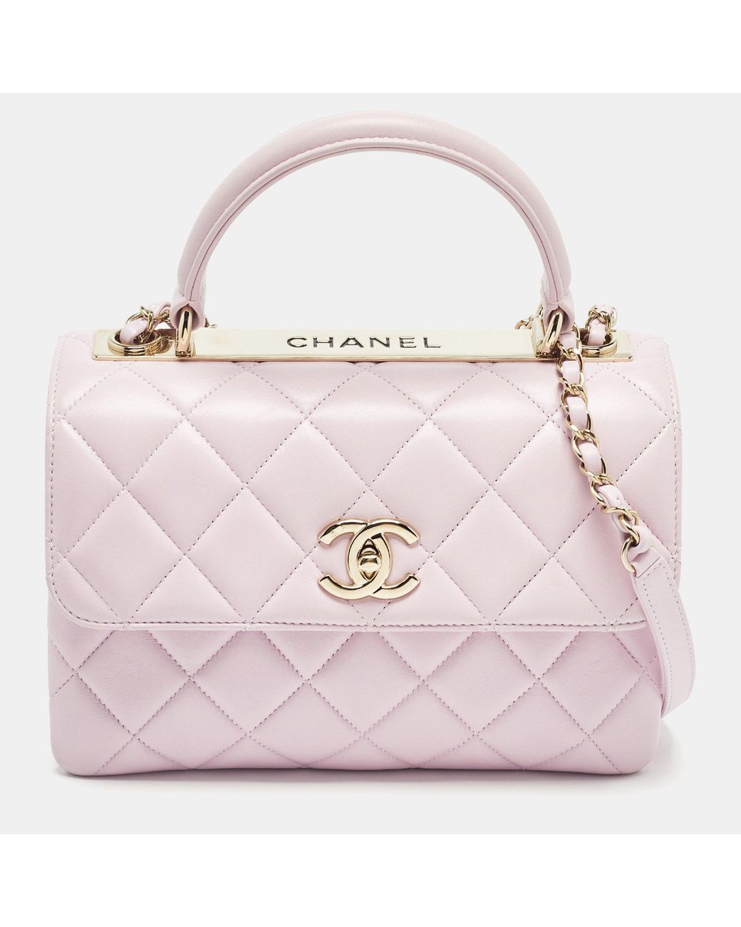 CHANEL Light Quilted Leather Small Trendy Cc Top Handle Bag in