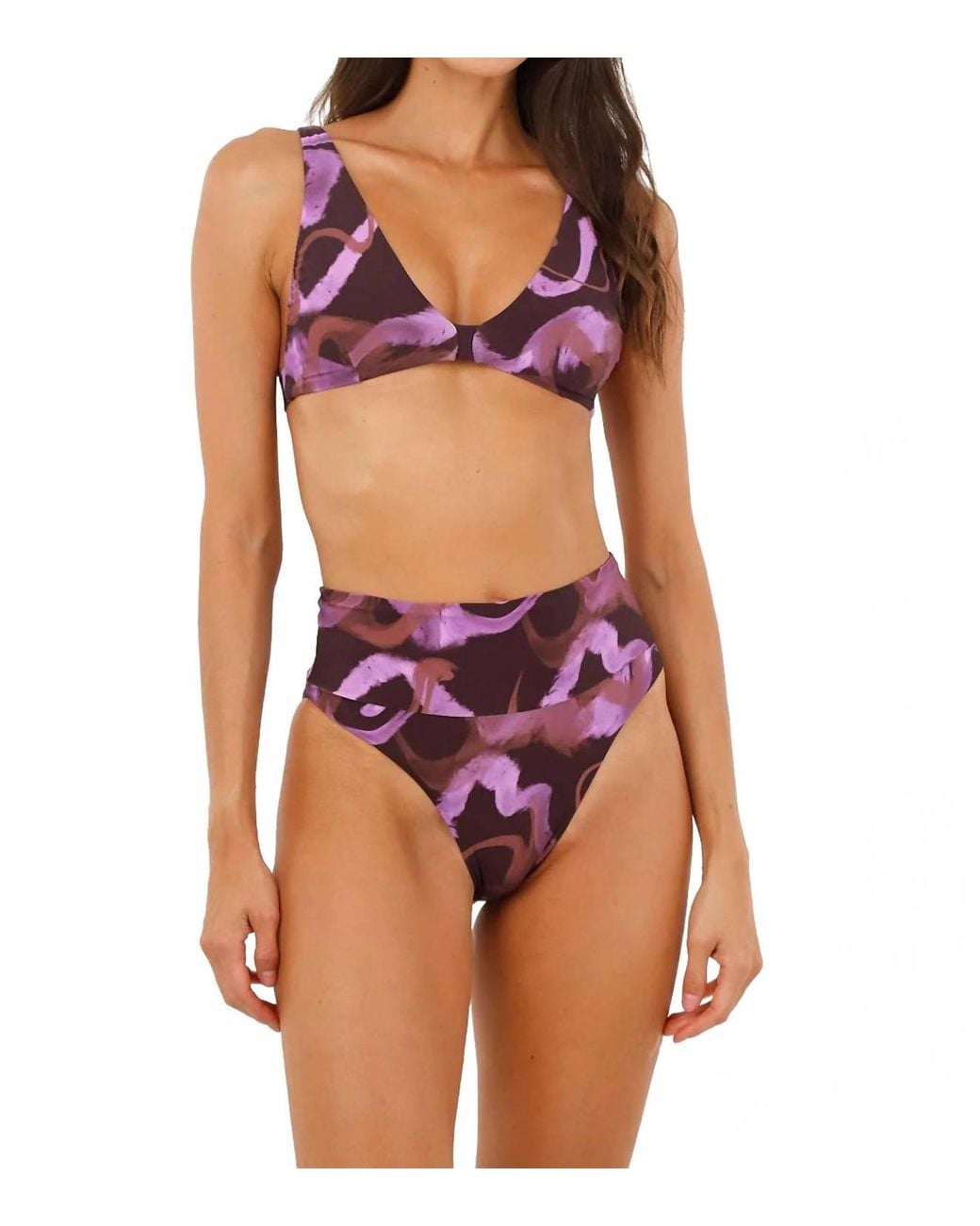 MALAI Purple Brush Flame Bikini Top
