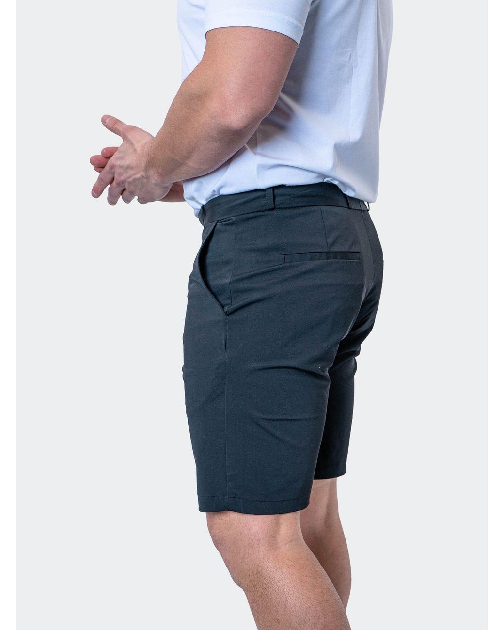 Maceoo Blue Signature Slim Tapered Cotton Shorts for men