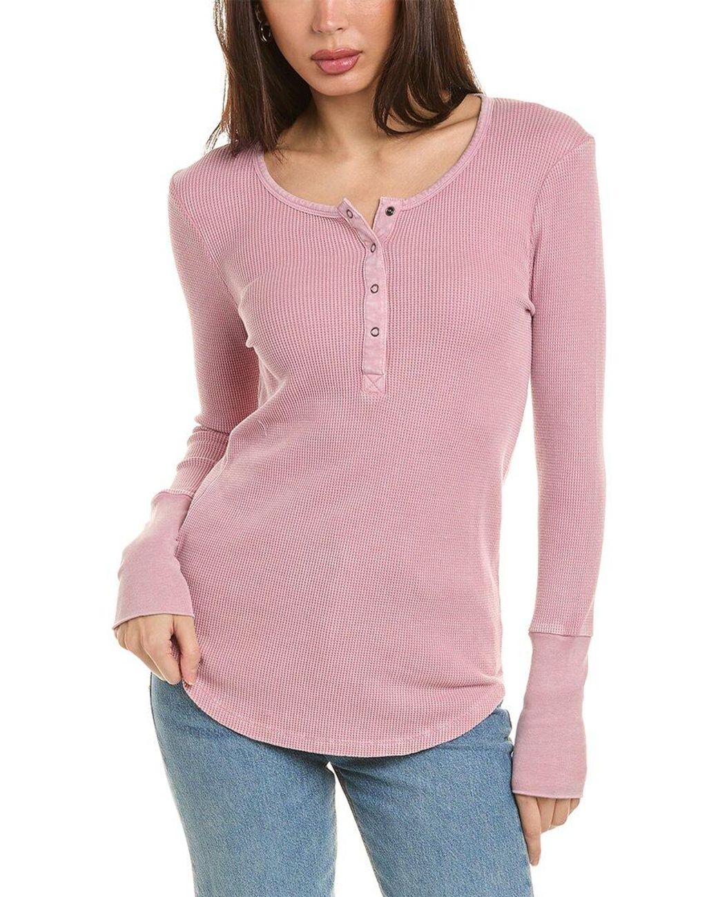 Splendid Thermal Henley in Pink